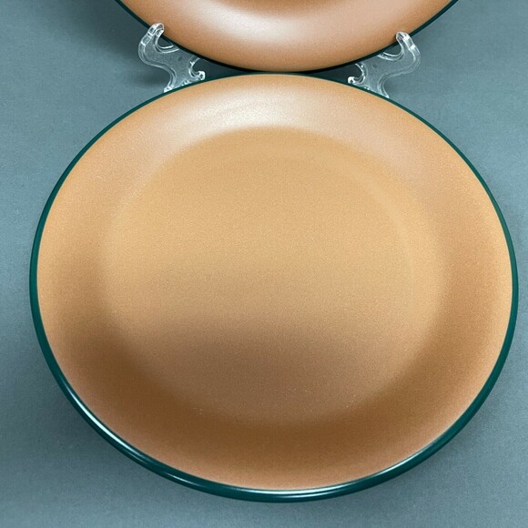Vintage Brown Green Trim Dinner Plates Mexico? 10 5/8" Lot of 2 - Picture 3 of 4